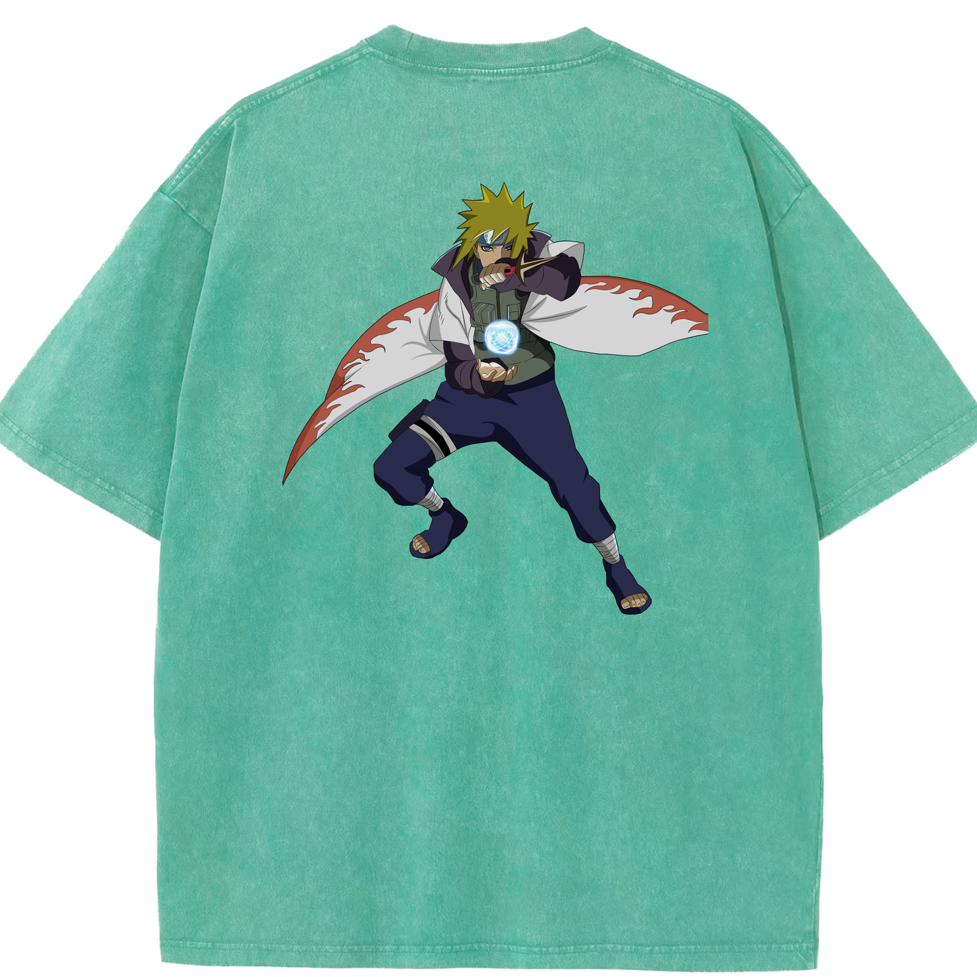 （画像用） NARUTO -ナルト- 波風 ミナト Namikaze Minato 綿100% ヴィンテージ風 半袖Tシャツ（背面プリント）